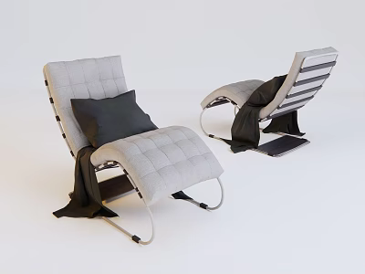 Modern Lounge Chairs With Gray Cushions Black Pillows And Striped Design 3d model