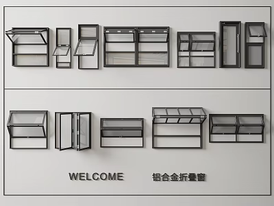 Aluminum Alloy Casement Windows Featuring Folding Design And Various Modern Styles Collection 3d model