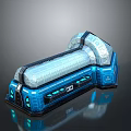 Futuristic Blue Aerospace Module With Metallic Structure And Illuminated Space Details