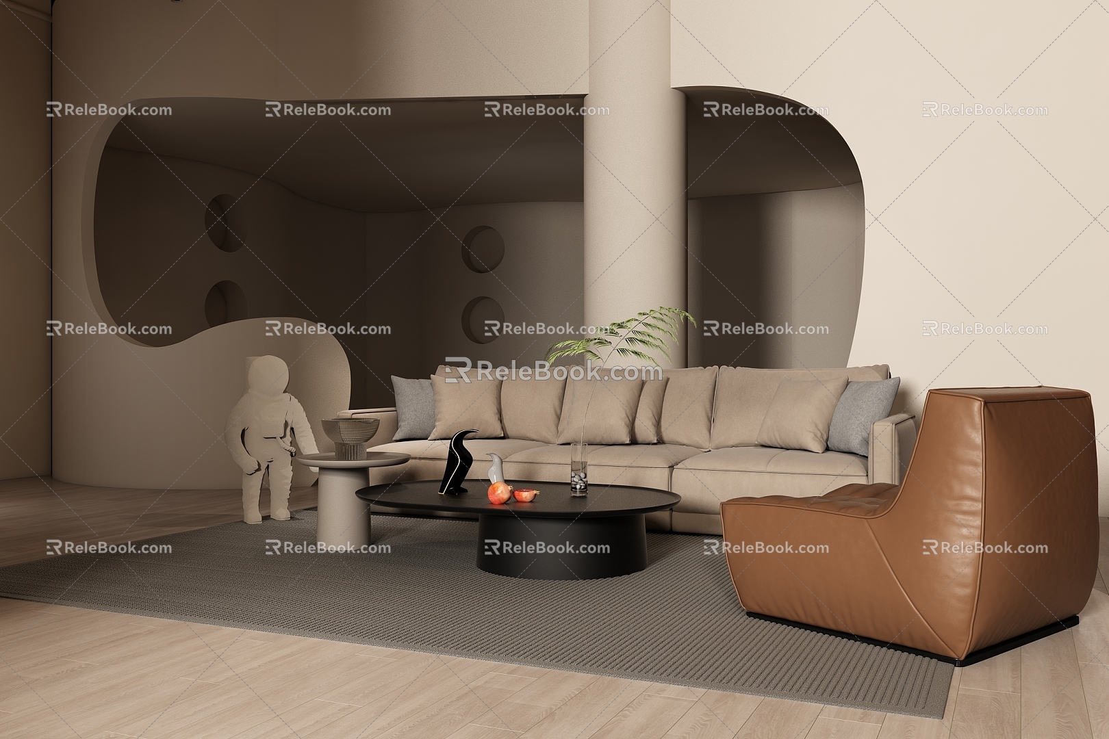 Sofa brown sofa accessories 3d model