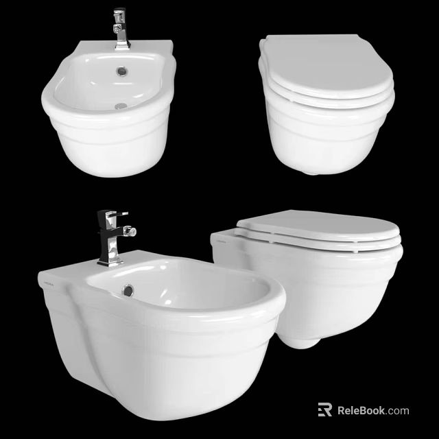 White Ceramic Toilet Collection Featuring Various Styles And Modern Design Elements 3d model 