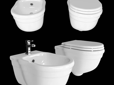 White Ceramic Toilet Collection Featuring Various Styles And Modern Design Elements 3d model