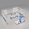 AISERIN Store Shoes and Bags Display with Glass Shelves White Blue Interior
