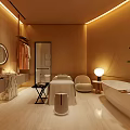 Luxury SPA Room Interior With Massage Bed And Warm Lighting