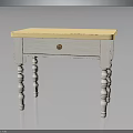 Rustic White Console Table with Light Wood Top Single Drawer and Turned Legs Design