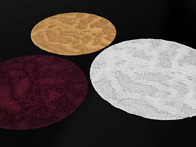 Soft Plush Brown Burgundy White Round Rugs With Ornate Patterns 3d model
