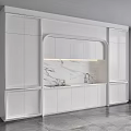 Modern Kitchen Interior Design With Sleek White Cabinets And Marble Countertop