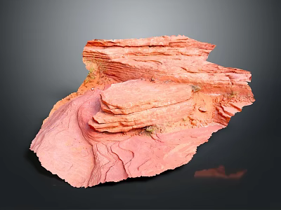Red Layered Decorative Rock With Natural Textured Surface For Garden Landscape 3d model