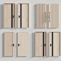 Wooden Hinged Doors With Black Stripes And Various Handle Designs