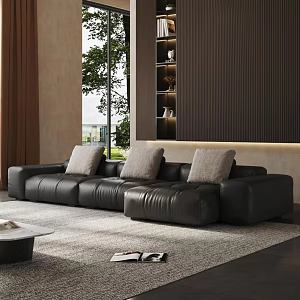 Minimalist Light Luxury Home Living Room Black and White 3d model