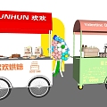 Sales truck stall car net red cart trolley 3d model