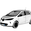 White Compact Hatchback Car With Modern Design And Black Wheels 3d model