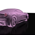 3D Pink Wireframe Sports Car Model On Black Background With Reflection 3d model