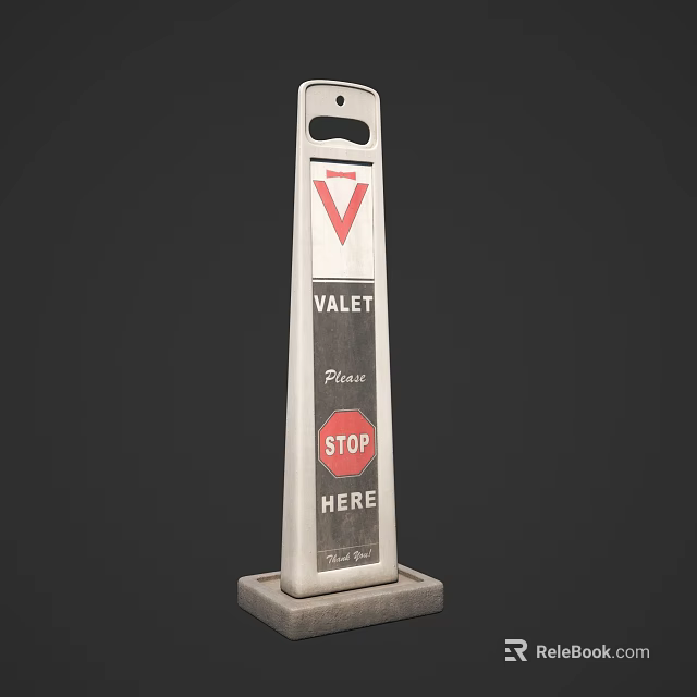 Inflatable Valet Parking Sign Featuring Stop Here Notice and Standing Design 3d model 