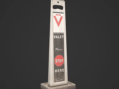 Inflatable Valet Parking Sign Featuring Stop Here Notice and Standing Design 3d model