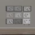 Modern Air Conditioner Fans With Multiple Grille Designs And Color Options Displayed