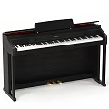 Classic Black Upright Piano With Wooden Design And Golden Pedals For Music Practice