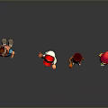 Cartoon Characters In Colorful Outfits Hats And Various Poses Like Waving Raising Hands