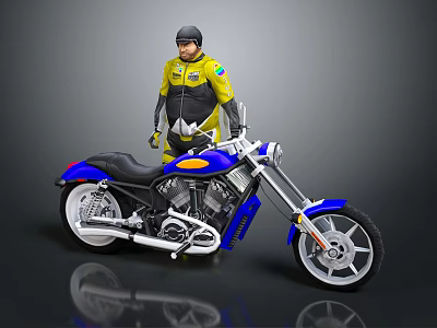 Modern motorcycle two-wheeled motorcycle off-road motorcycle road racing motorcycle 3d model