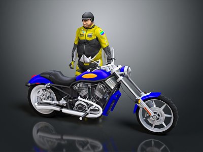 Modern motorcycle two-wheeled motorcycle off-road motorcycle road racing motorcycle 3d model