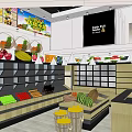 Organized Fruit Store Interior With Colorful Fresh Fruits On Shelves And Display Area