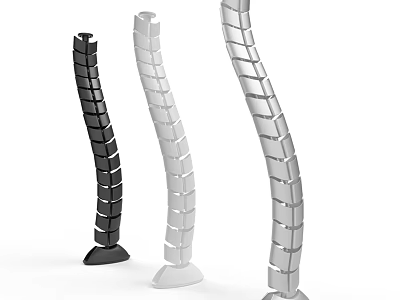 Modern Table And Chair Set With Curved Segmented Metal Support Legs In Black And Silver 3d model