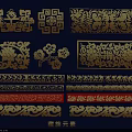 Tibetan Elements Wall Decor With Traditional Golden Patterns And Floral Designs 3d model