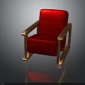 Red Upholstered Armchair With Wooden Frame And Modern Design For Living Room
