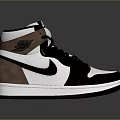 Stylish High Top Leather Sneakers Black White Brown Featuring Nike Swoosh and Jumpman Logo
