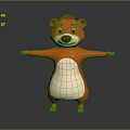 Friendly Orange Cartoon Bear With Red Hair And White Belly Open Arms