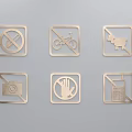 Prohibition Sign Pendants Metal Square Design With No Smoking Bicycle Animal Camera Touch Phone Icons