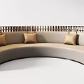 Modern Curved And Linear Sofa Set With Wooden Frame And Beige Throw Pillows