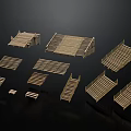 Wooden Scene Components Including Platforms Planks And Various Sizes For Model Scenes 3d model