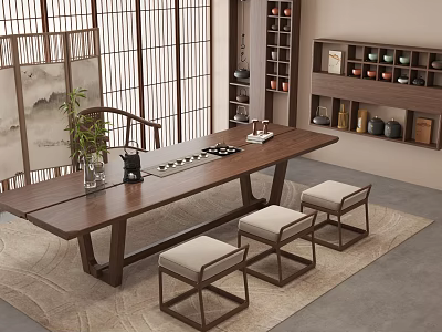 Quiet Ancient Style Tea Room Ancient Style Tea Room Tea Table Combination Modern Ancient Style Tea Room Tea Room 3d model