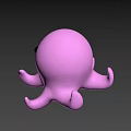 Cute Pink Octopus 3D Model Game Movie Character With Adorable Cartoon Features