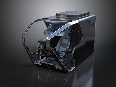 Futuristic Cockpit Design With Transparent Enclosure Metallic Frame And Controls 3d model