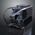 Futuristic Cockpit Design With Transparent Enclosure Metallic Frame And Controls