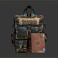Vintage Leather Backpack With Multiple Pockets And Red Notebook Accessory