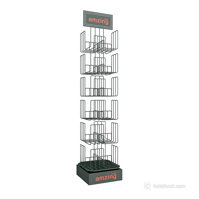 Metal Display Shelf with Multiple Layers Grid Design for Retail Storage 3d model