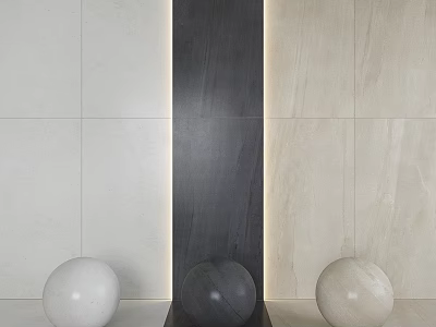 Vertical Decorative Component With Light And Dark Stone Panels And Spherical Ornaments 3d model