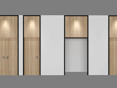 Modern Swing Door Design With Wooden And White Panels For Interior Spaces 3d model