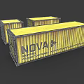 Three Yellow NOVA Containers for Household Items Storage with Metal Structure