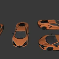 Futuristic Orange Supercar With Sleek Aerodynamic Design And Multiple Angles