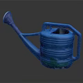 Blue Plastic Watering Can With Handle And Spout For Home Garden Use