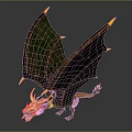 3D Dragon Model With Green Wings Golden Accents And White Head