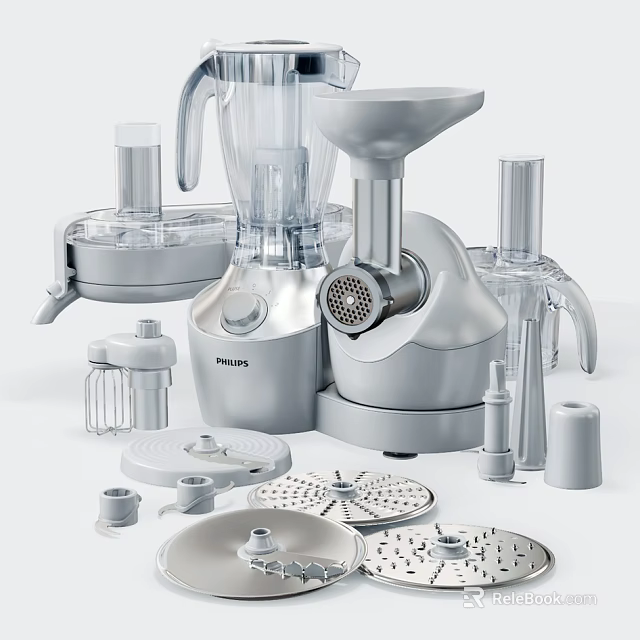 Philips Multifunctional Kitchen Appliances With Blender Meat Grinder And Slicer Attachments 3d model 