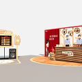 Coffee Exhibition Booth Design With Models Decorative Elements And Information Screens
