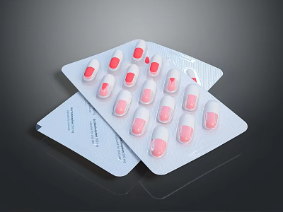 Practical Blister Pack Capsules Red And White For Daily Household Supplies 3d model