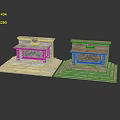 Ancient Stone Architecture Featuring Carved Platforms With Double Structures And Steps 3d model