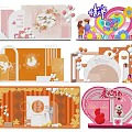 Colorful Party Decorations With Heart Shaped Balloon Arrangements And Cake Displays